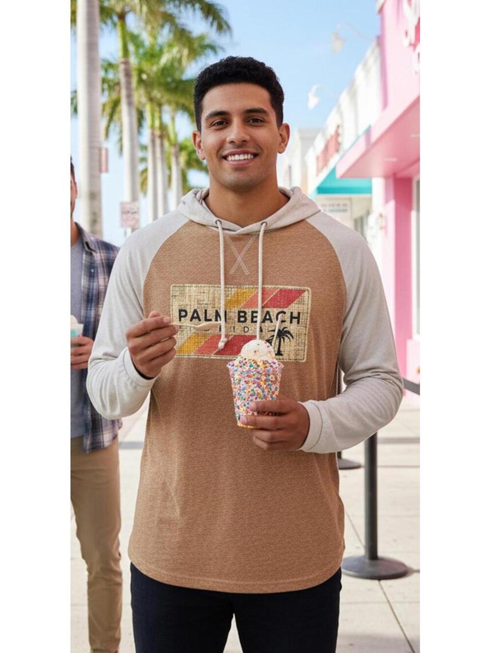 Salt Creek Apparel Palm Beach Florida Hoodie XL Long Sleeve Tee Raglan Sunfade